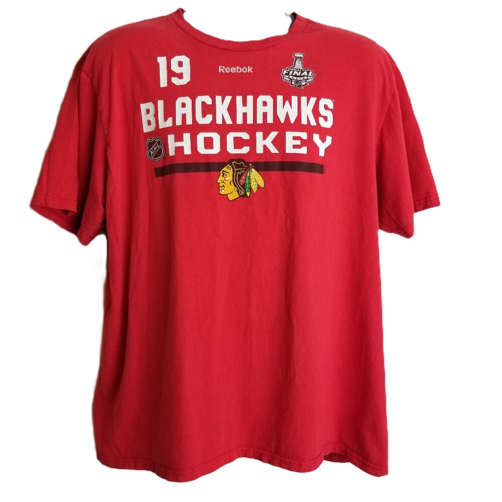 Reebok Chicago Blackhawks Jonathan Toews 19 Stanley Cup Finals Tee XL Red